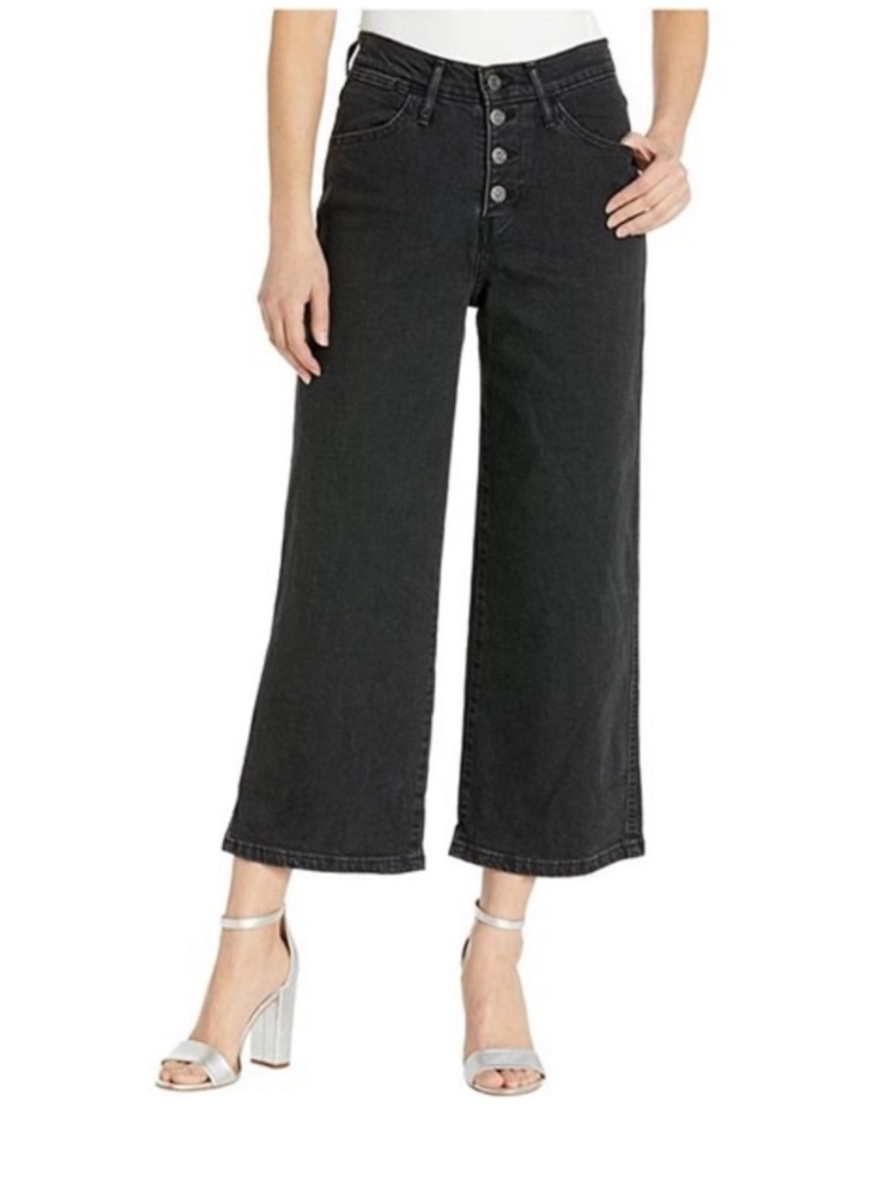 Levi's Black Mile High Cropped Wide Leg Jeans 27